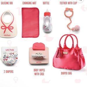 Litti Pritti Pink Diaper Bag w/ Accessories.